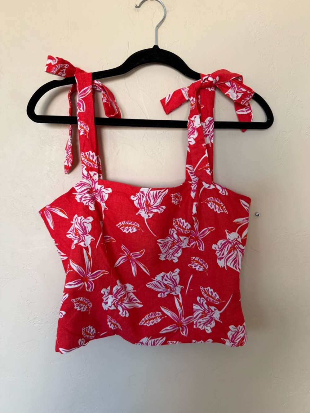 Joie Red Floral Linen Matching Set Top Size 4 Shorts Size 2 Boho Summer - Picture 7 of 11